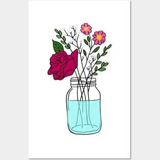 mason jar vase Posters and Art